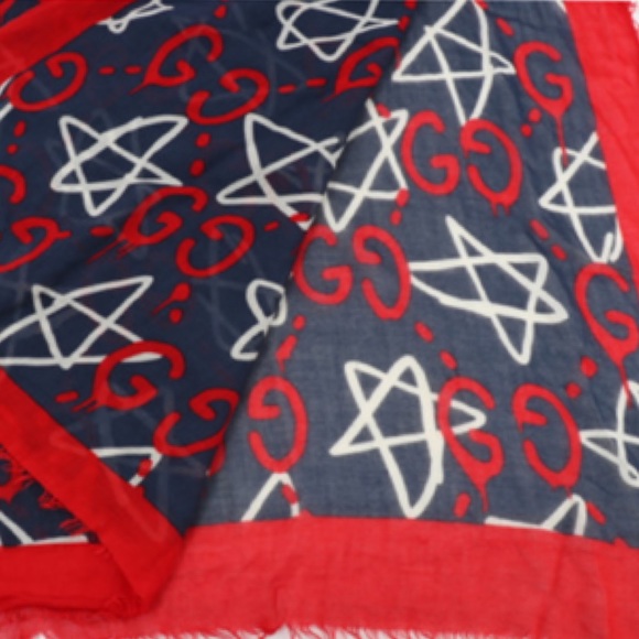 🆕 Brand NWT Gucci Ghost Stars Modal & Silk Scarf - Picture 3 of 9